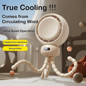 Ventilatore per passeggino senza lama con display a LED Sicuro per uso in culla Ventilatore da scrivania portatile silenzioso Batteria ricaricabile da 3600 mAh per neonati 1