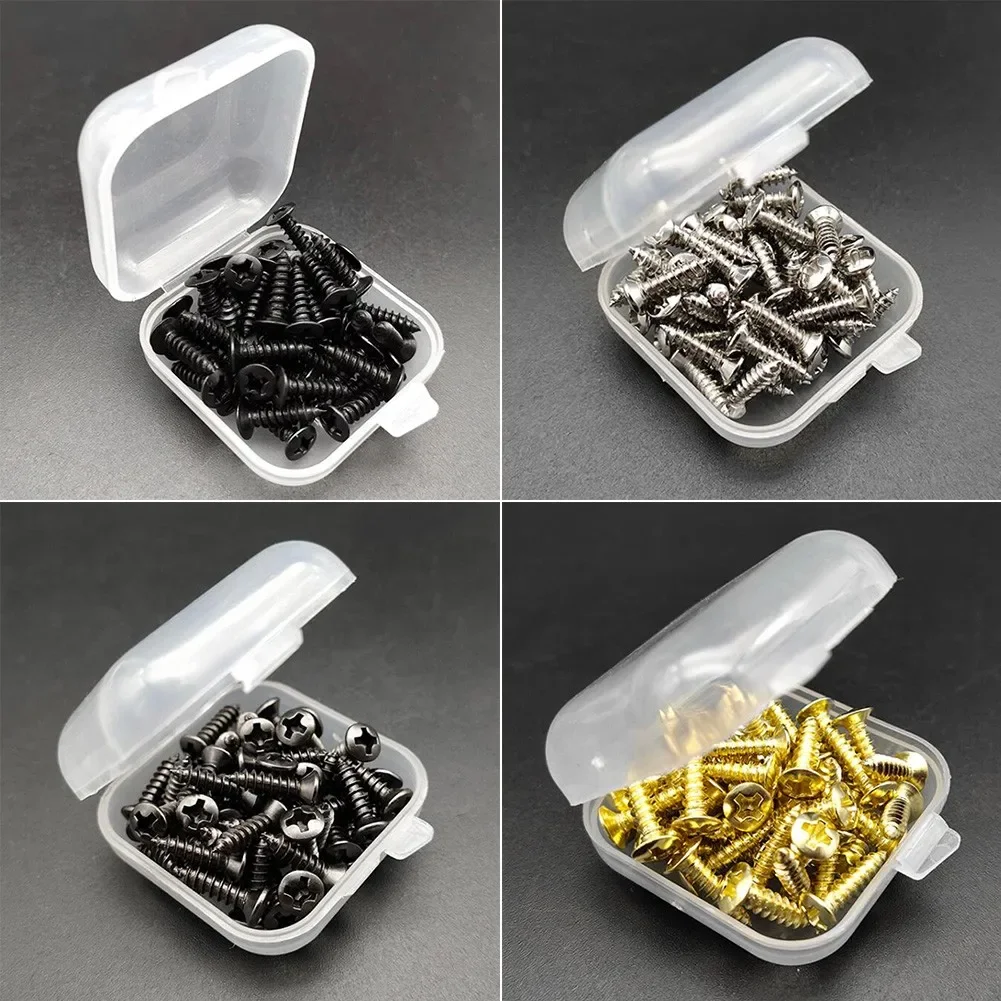 

50Pcs Guitar Pickguard Screws With Box For ST Electric Guitar Bass Metal Pick Guard Scratchplate Screws Bolts Set Accessories