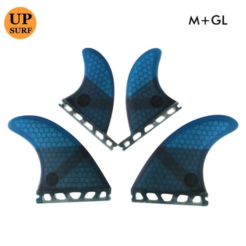 Pinna da Surf UPSURF Future M+GL, Set di Pinne Quad in Fibra di Vetro a Nido d'Ape, Pinne a Linguetta Singola per il Surf