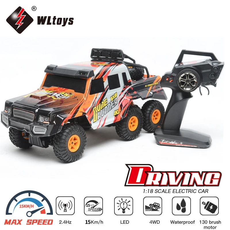 WLtoys 18629 RC Car 1:18 6x4 Climbing Vehicle 2.4G RC Six-Wheel Monster SUV Hummer Toy Car Model