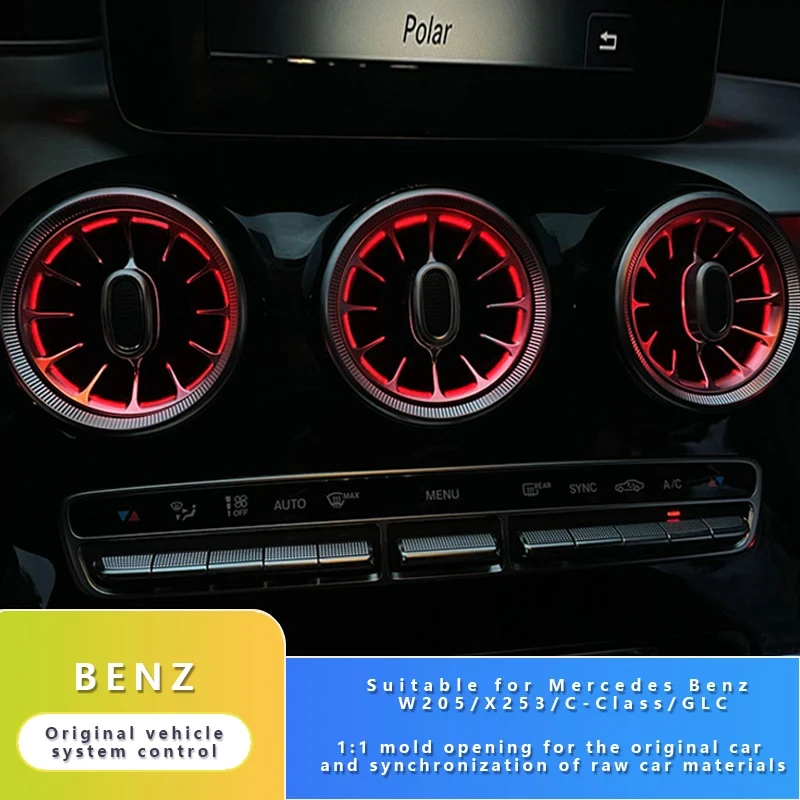 메르세데스-벤츠 주변 조명, GLC 클래스 쿠페 W205, C43, C63, X253, LED 전면 통풍구 스피커 장식 조명 개조, 3/64 색상