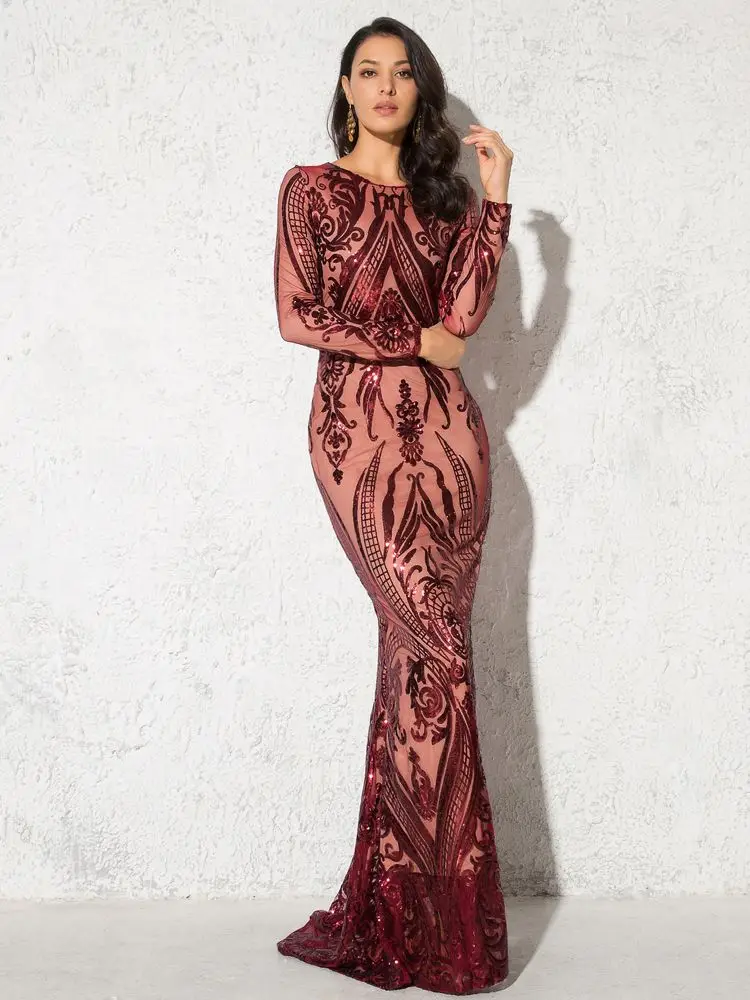 فستان سهرة ترتر ذهبي أخضر