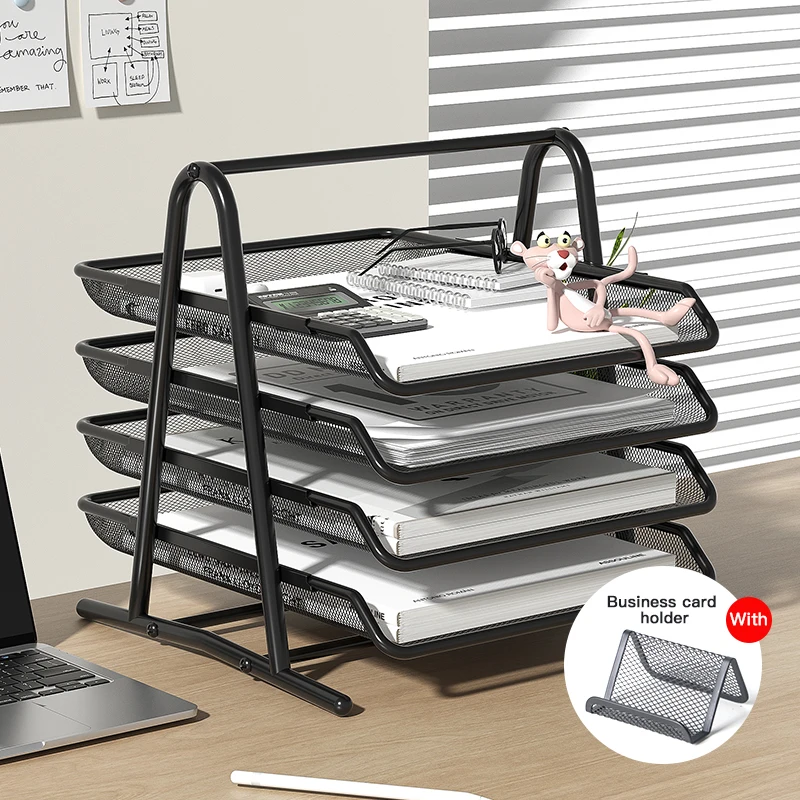 Desktop paper tray 3-tier desktop file manager office storage and stacking file rack organizing stationery organizer document organizer
