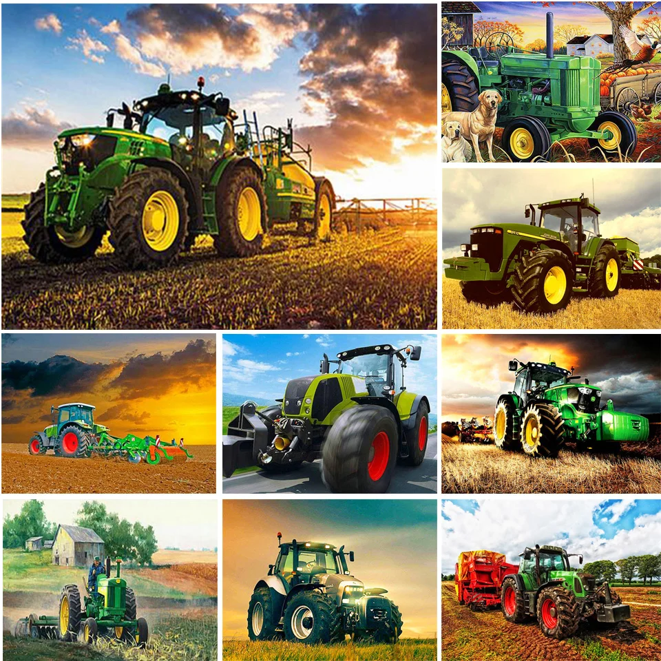 ZXX5D Diamond Painting Kit Completo – Trattore Agricolo, 30x40 Cm, Tondo, Fai Da Te