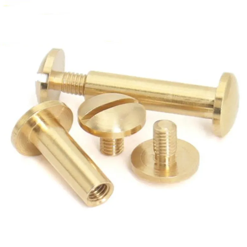 10sets Round Head 8mm/10mm Solid Brass Leather Belt Strap Wallet Photo Scrapbook Album Account Book Post Chicago Screw Rivet