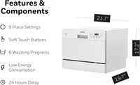 Countertop Dishwasher with 6 Place settings, 6 Washing Programs, Stainless Steel Tub, UL/Energy Star- Stainless Steel 2