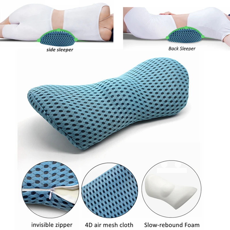

Breathable Lumbar Support Pillow 4D Mesh Foam Memory Lumbar Pillow Ergonomic Streamlined Lumbar Pillow For Car Seat Cushion Pad