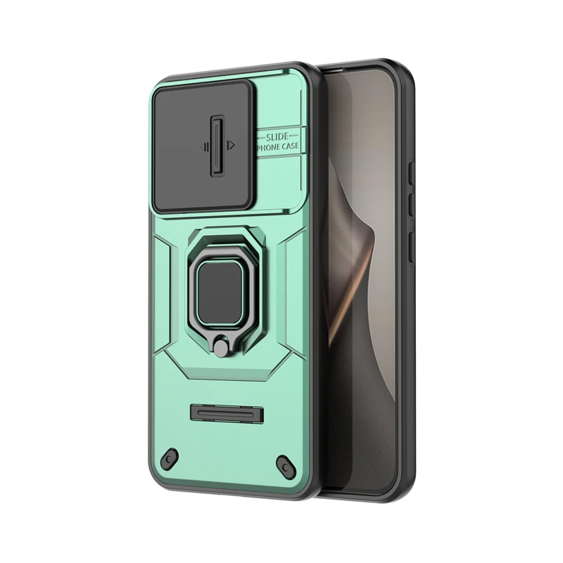 Shockproof Magnetic Ring Holder Case with Push Window and Back Cover for 6.83-Inch Smartphones