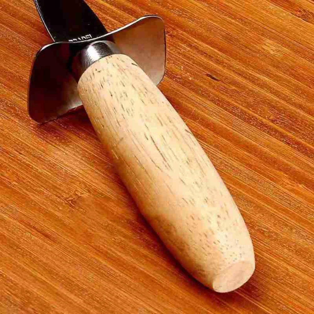 1pc Portable Stainless Steel Seafood Scallop Pry Knife with Wooden Handle Oyster Knives Sharp-edged Shucker Shell Seafood Opener