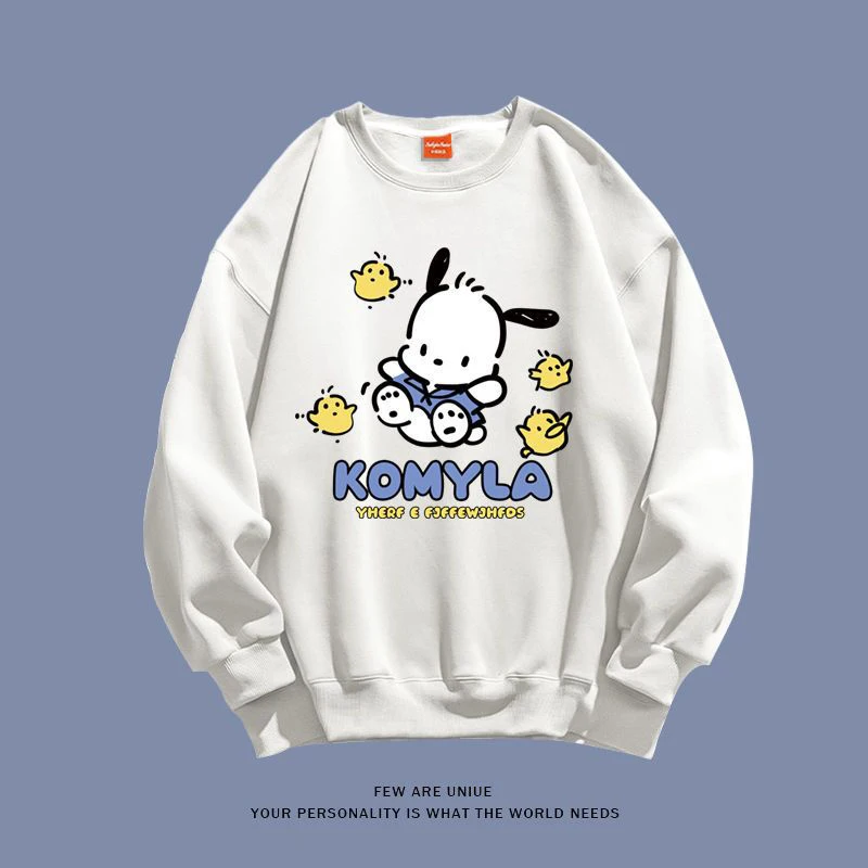 

Kawaii Sanrio Pochacco Solid Crewneck Sweater Cute Anime Loose Hooded Top Jk Versatile Top Girl's Birthday Christmas Gift