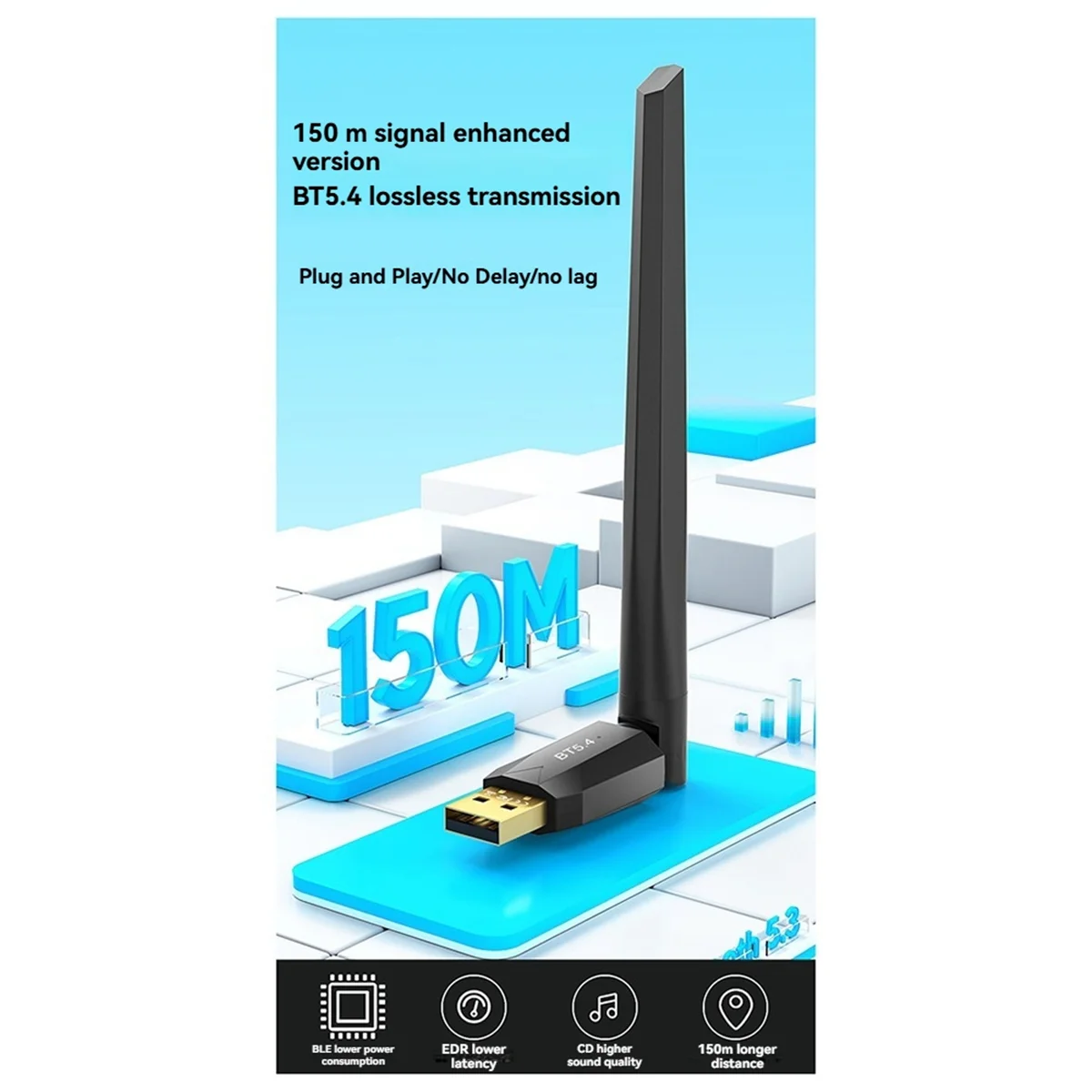 150m USB 블루투스 5.4 어댑터 드라이버 무료 블루투스 어댑터JAS