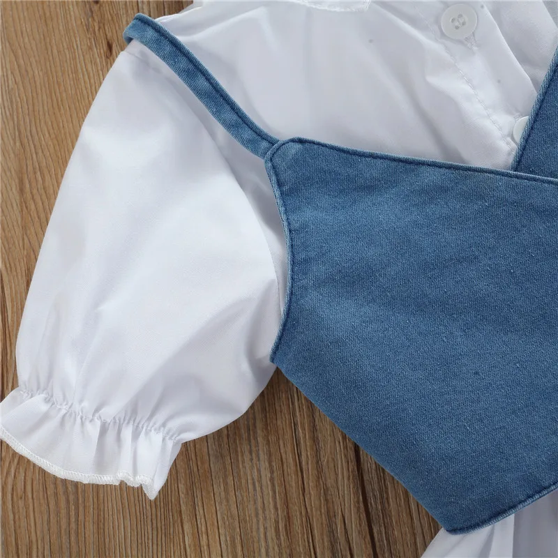 Girls Denim Vest Dress Set 5