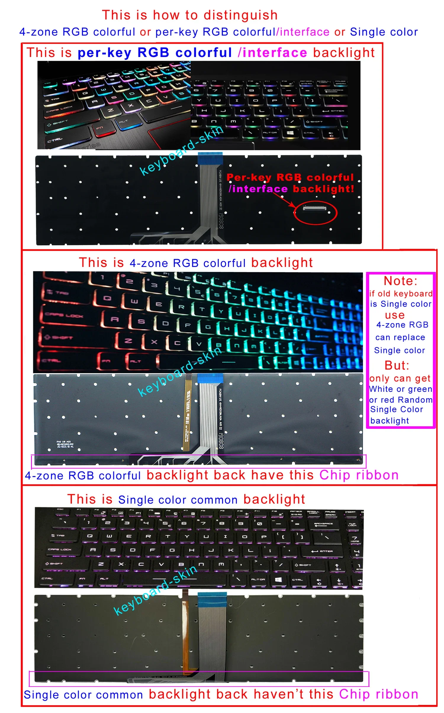 Rgb Colorido Retroiluminado Teclado Russo para Msi Ws60 Pe60 2qe 6qd 6qe Pe62 Pe70 Pe72 Pe72vr Gl62 Gl72 Gp63 Gp73 6qc 6qd Gf72 Gf62 - Imagem 4