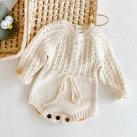 2024 Spring Baby Clothes Girls Romper Autumn Long Sleeve Baby Girl Knit Hollow Out Rompers Baby Jumpsuit Baby Clothes 3