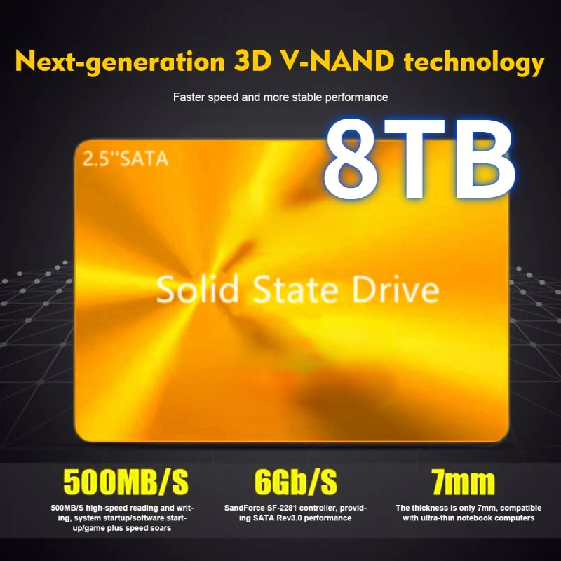 

New SSD 8TB 4TB 2TB Hard Disk SATA 3 2.5 Inch 550MB/S Internal Solid State Drive for Laptop PC Desktop All-in-one Computer Mac