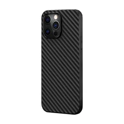 Carbon Fiber Stripe Leather Sleeve Case - Business Style Cover - iPhone 18 (Black)