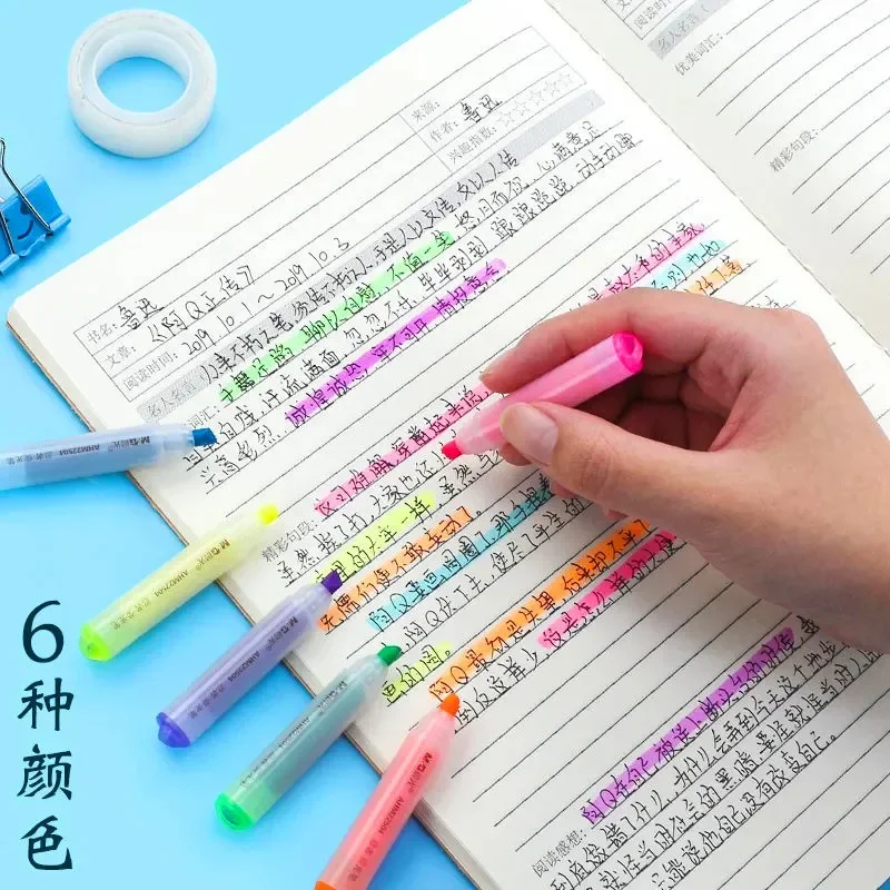6PCS/Set Rabbit Mini Fluorescent Highlighter Pen Kawaii Chalk Marker Pens Stationery Material Escolar Papelaria School Supplie