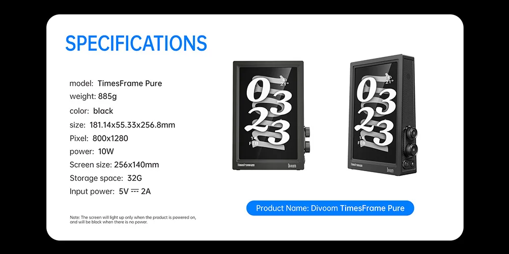 TimesFrame Pure Transparent WiFi Digital Photo Frame 32GB, App Control Picture F