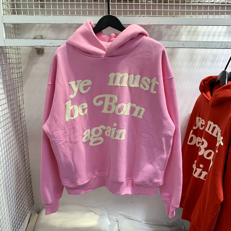 2024fw Puff Print Kanye West Hoody Men Women 1:1 Pink Ye Must Be 