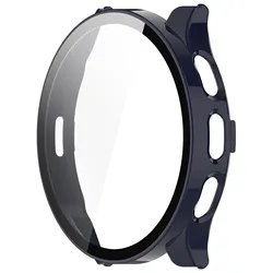 Premium Tempered Glass Screen Protector & Durable Hard PC Protective Bumper Case for Garmin Venu 3S (Midnight Blue)