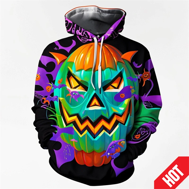 thumbnail image 1 of Sudadera con capucha con diseño de calabaza de moda de Halloween con estampado 3D para hombres y mujeres, sudadera divertida de terror, sudaderas con capucha de hip hop, sudadera con capucha genial pa, 1 of 5
