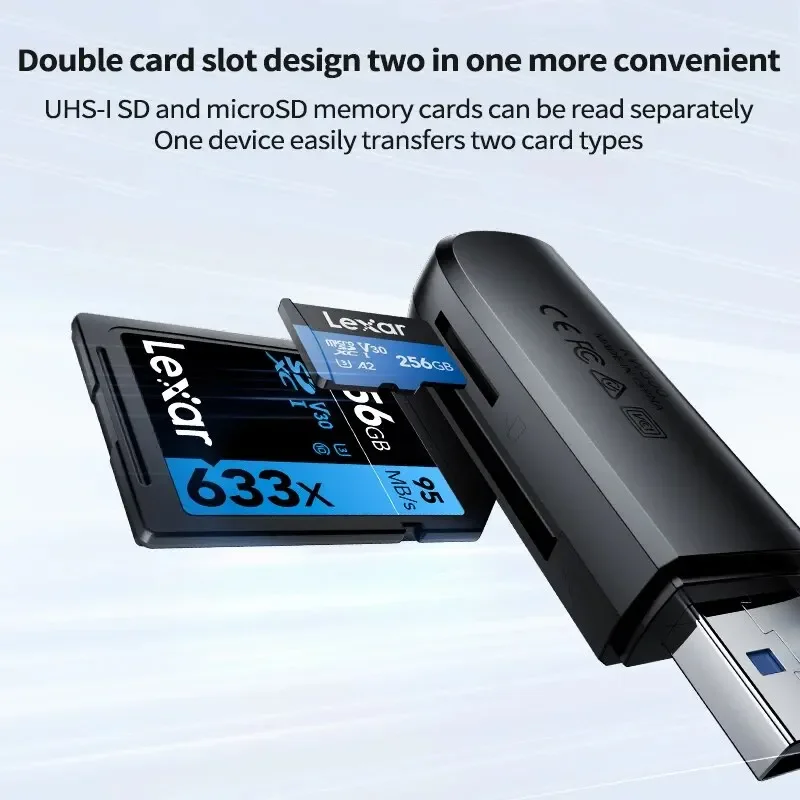 렉사 RW300U 2 in 1 듀얼 슬롯 카드 리더 USB 3.2 Gen1 104MB/s 고속 SD 마이크로 SD TF 메모리 카드 리더 (노트북, PC, 카메라용)