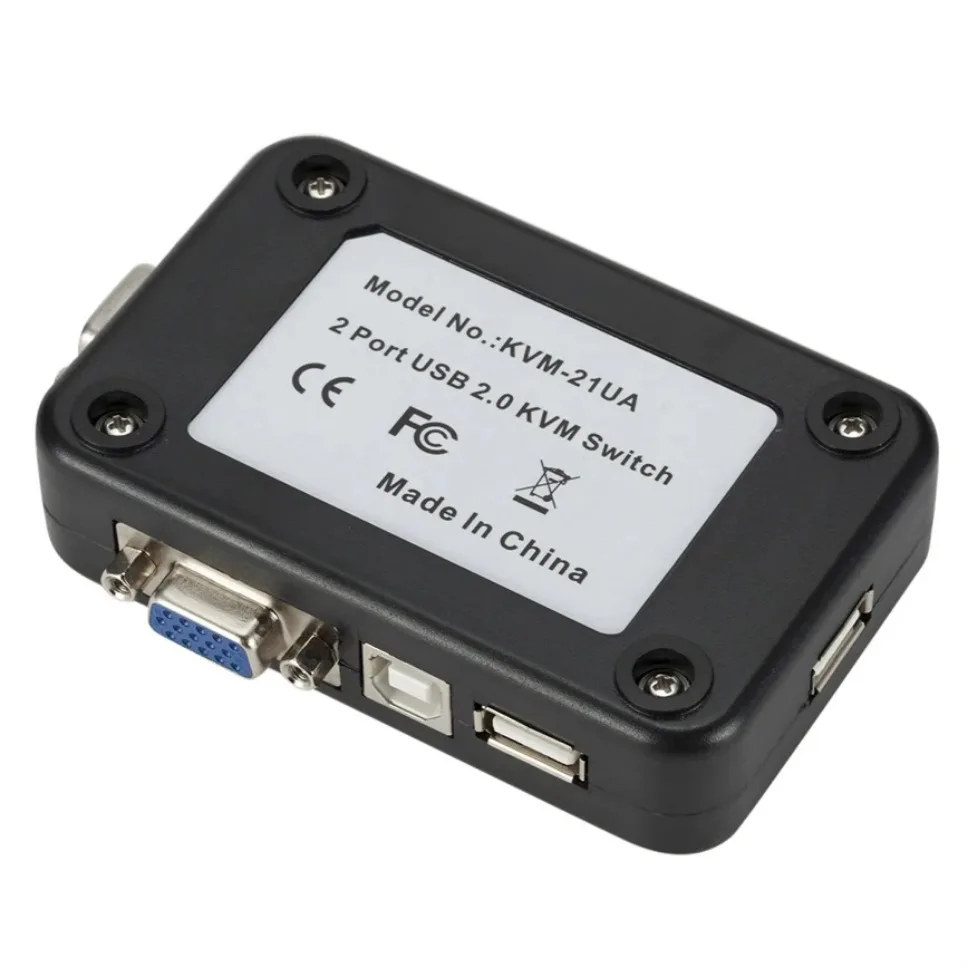 Grwibeou USB 2.0 KVM 스위치, 2 포트 VGA SVGA 스위치 박스, USB KVM 마우스 스위처 키보드, 1920*1440 Vga 스플리터 박스 공유 스위치