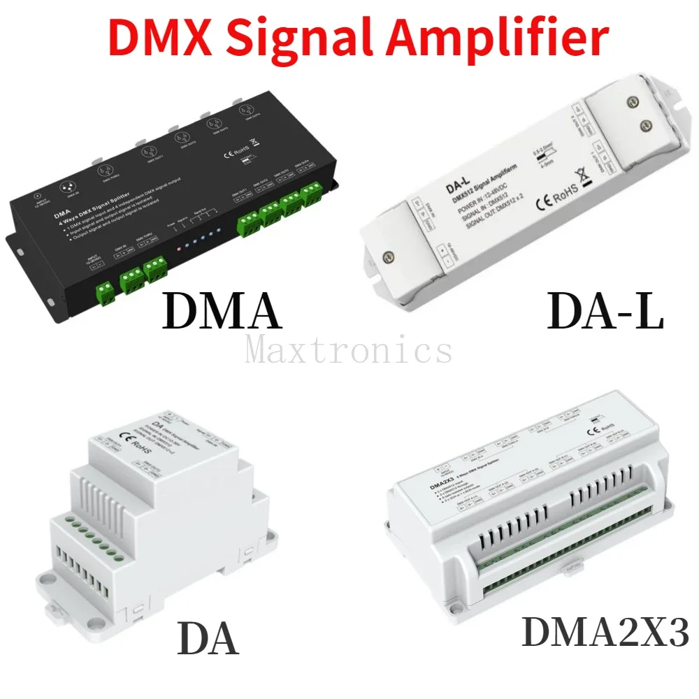Amplificatore DMX A 2 Canali, 12-36V DC, Con Isolamento Fotoelettrico, Per Sistemi Di Illuminazione Professionali