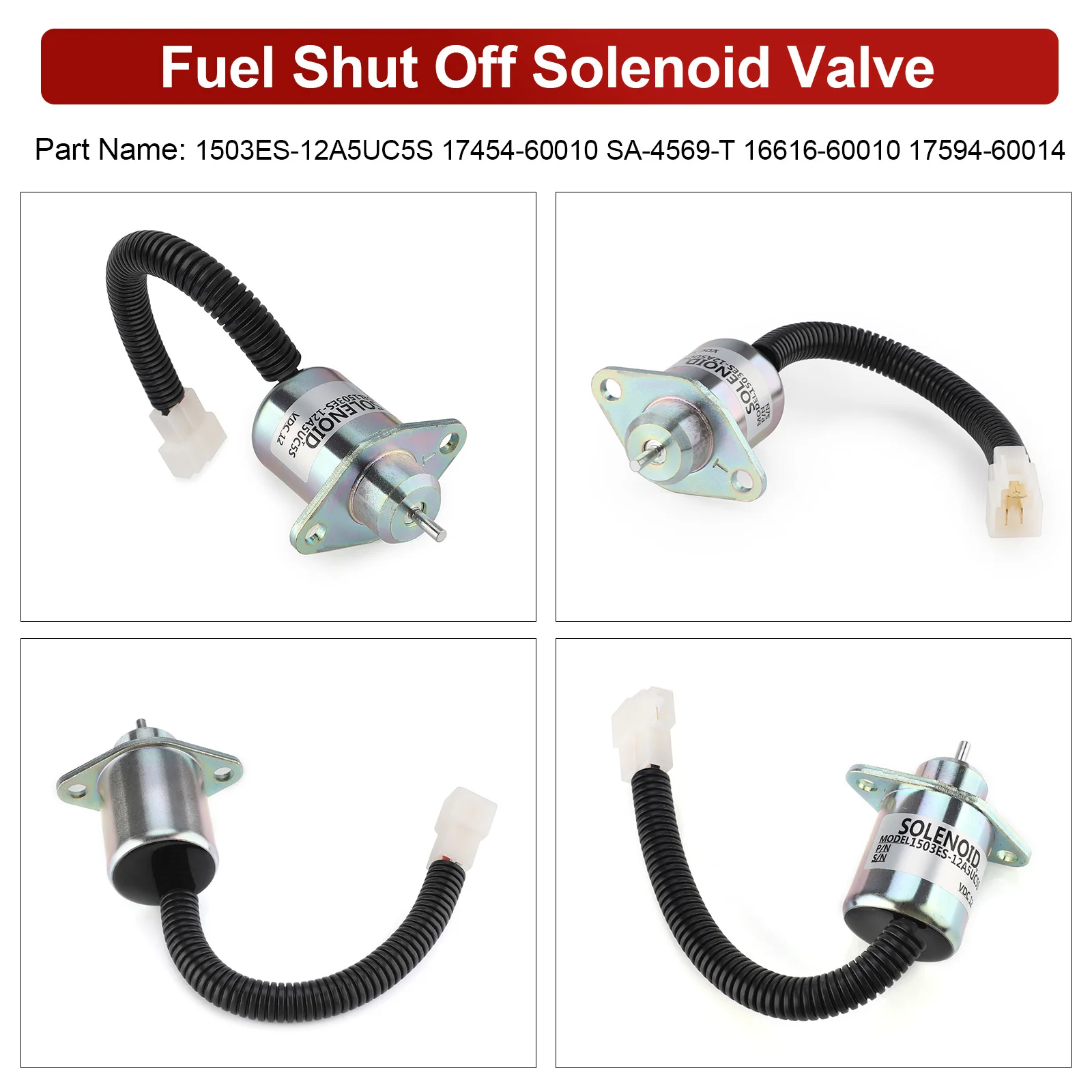 Fuel Shut Off Solenoid Stop Valve 12V For Kubota Engine V2203-DI, Carrier Vector 1800/1800MT - View #11
