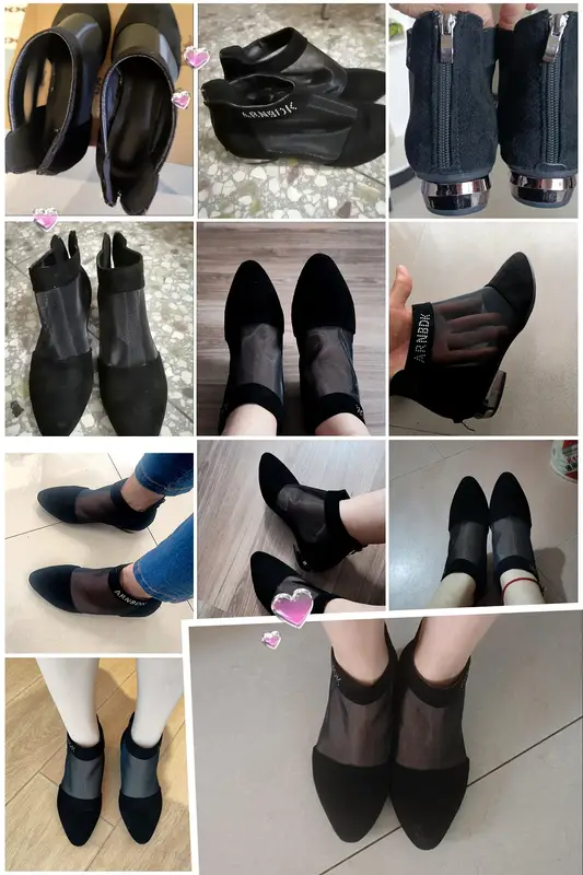 Mesh Boots Women's 2025 Spring and Summer New Low-heeled Thick-heeled Sandals High-heeled Hollow Shoes 35-40 Large Size Zipper - Image 6