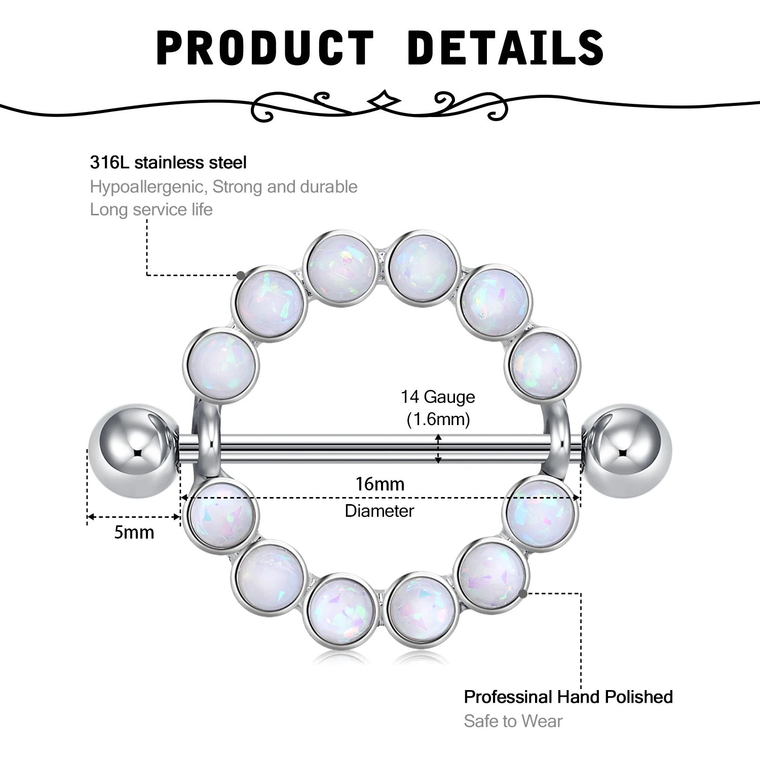 Anello Barbell Scudo Per Capezzolo/lingua In Acciaio ... - Shein - Foto 12