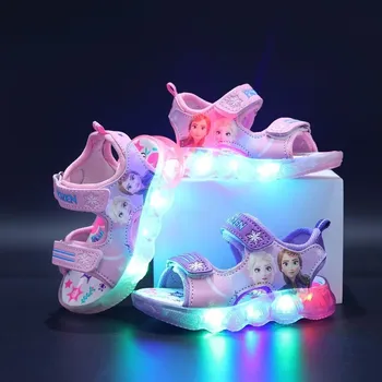 Disney Ragazzi Ragazze Frozen Elsa Princess Led Light Up Sandali sportivi luminosi Sandali estivi per bambini Scarpe antiscivolo per bambini 1