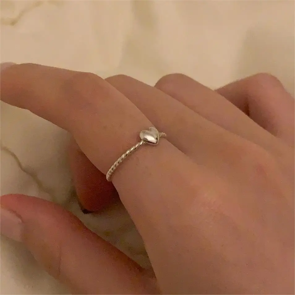 SHANICE S 기하학적 러브 하트 오픈 링, 간단한 오프닝, 조정 가능한 인..