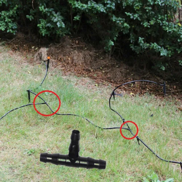 50Db Szögesdörzsi Tee -Csatlakozó 4/7 Mm -Es Tömlő Kerti Öntöző Cső T Ízületi Csepp Szerszám Vízcsatlakozás - Image 2