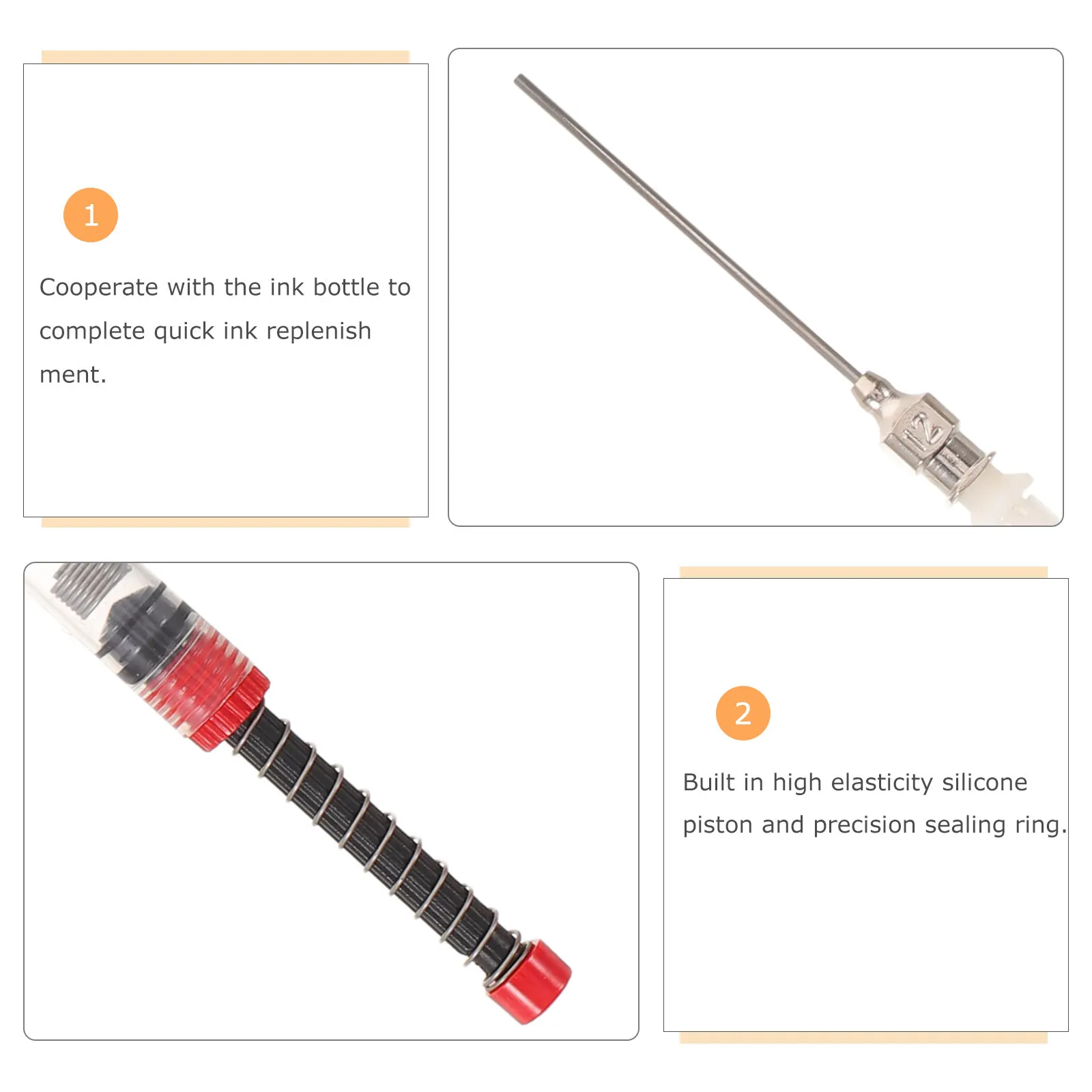 20Pcs 34Mm 26Mm 펜용 범용 만년필 잉크 리필 주사기 소형 여행용 잉크 흡입 보조 장치 신뢰할 수 있는 밀봉
