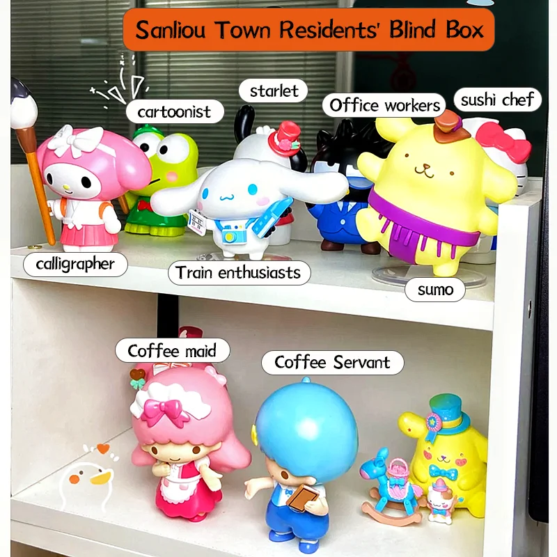 

Оригинальные маленькие городские жители Sanrio, зеленые фигурки Hello Kitty, украшения для детей, рождественские подарки