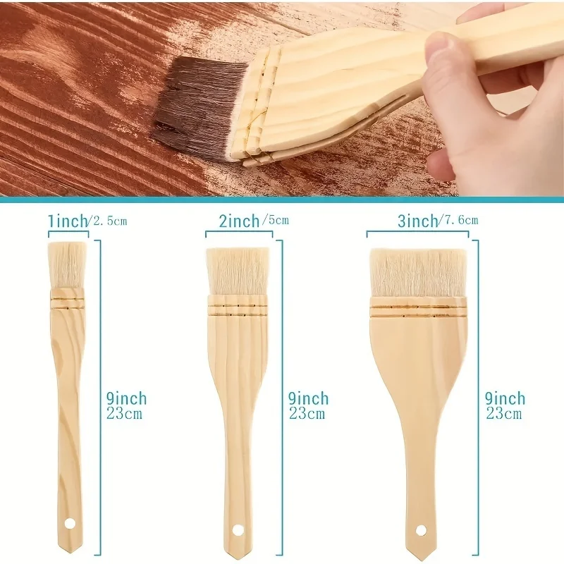 3pcs Flat Hake Paint Brushes Artist Painting Brushes Sheep Hair Bristles Wash Brush for Watercolor Wash Ceramic Pottery Painting 2