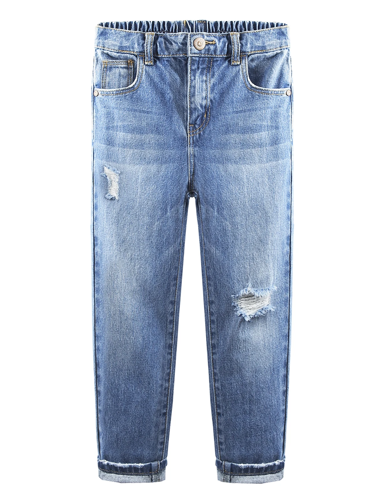 

Kidscool Space Junior Kids Ripped Holes Elastic Band Back Slim Jeans