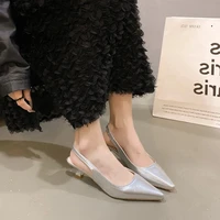 Sandales pointues en cuir pour femmes, grande taille, talon bas, bout ouvert, chaussures formelles élégantes et décontractées, mode été 2025 3