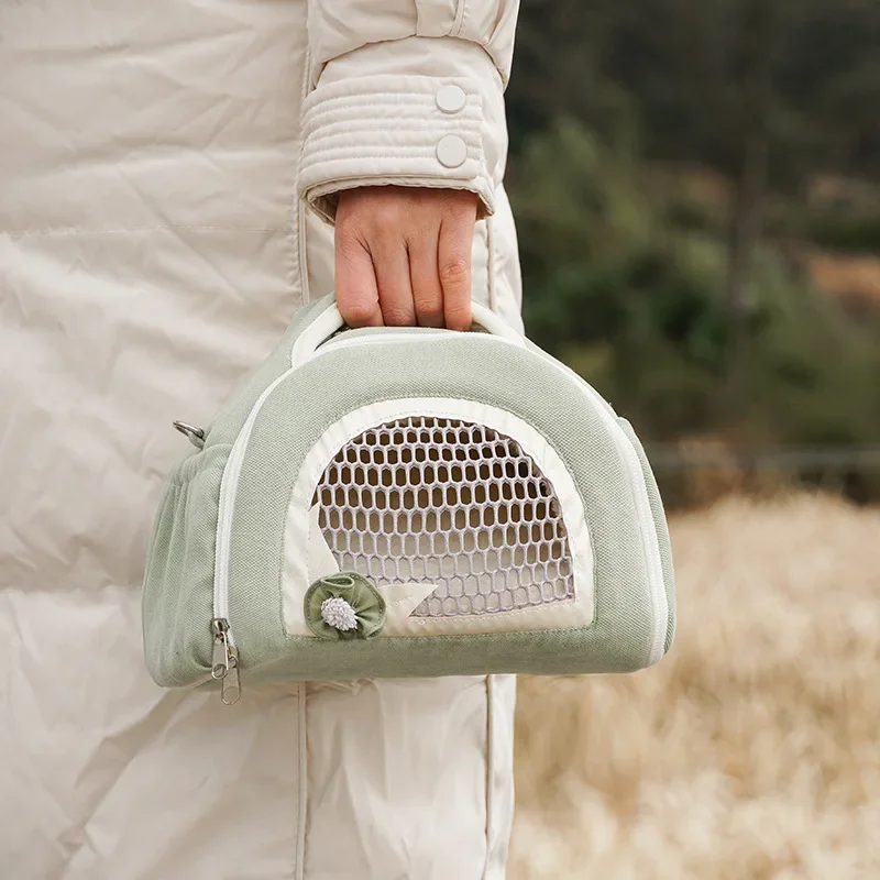 Breathable Pet Bag Small Pet Carrier Bag Breathable Comfortable Pet Travel Tote Bag Sling for Hamster Guinea Pig Rabbit Hedgehog view 3