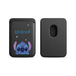 Sticky Cartoon Magnetic Leather Wallet Case with Card Holder and Magnetic Cover (Black)