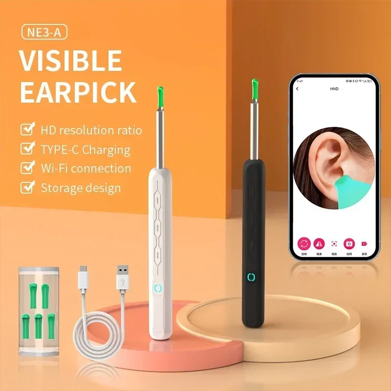 Earwax Remover Cleaning Tool Ear Endoscope with Mini Camera USB C Charging Earpick Health Care Set Smart Visual Ear Cleaner