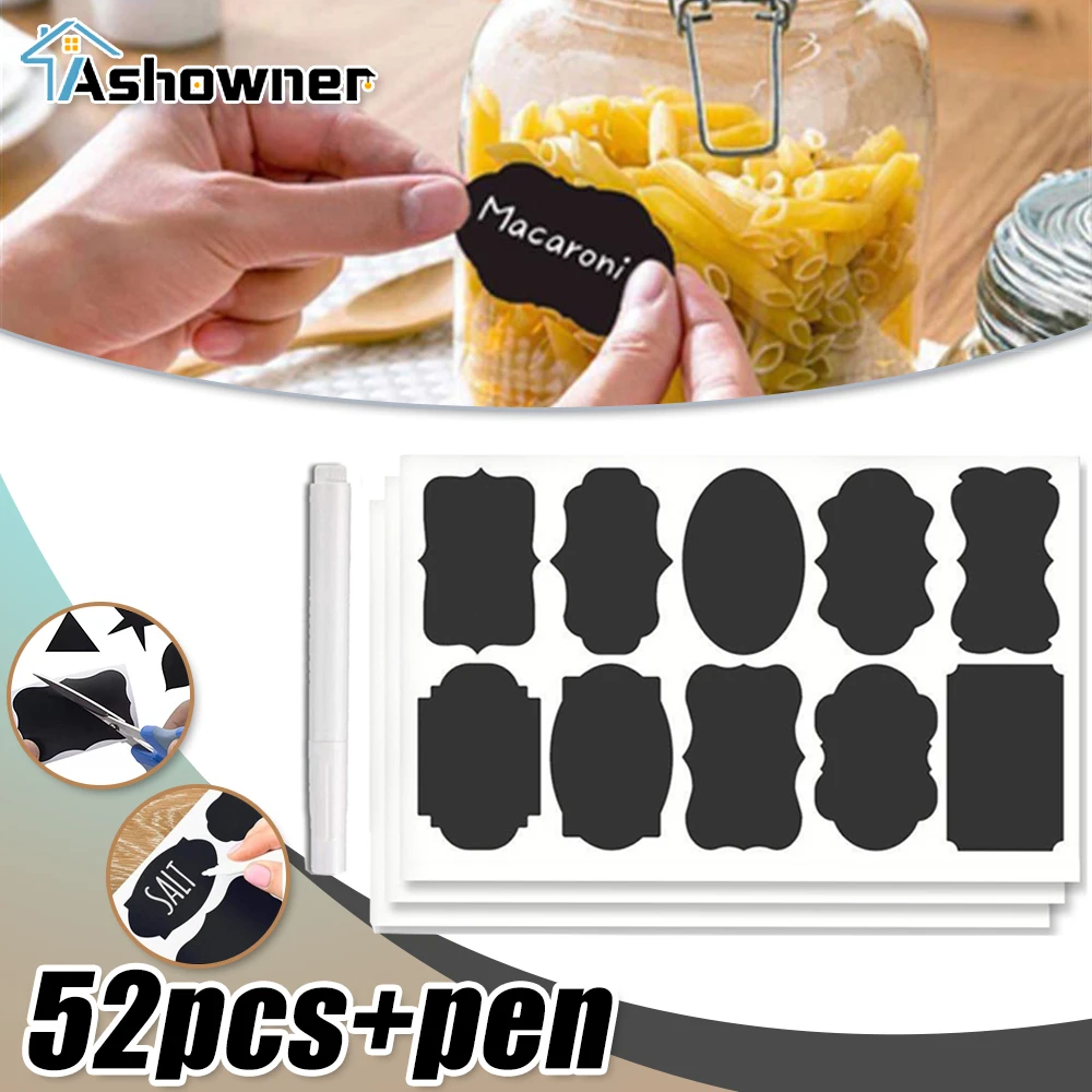 50pcs/sets Jars Labels Erasable Chalkboard Labels Waterproof Spice