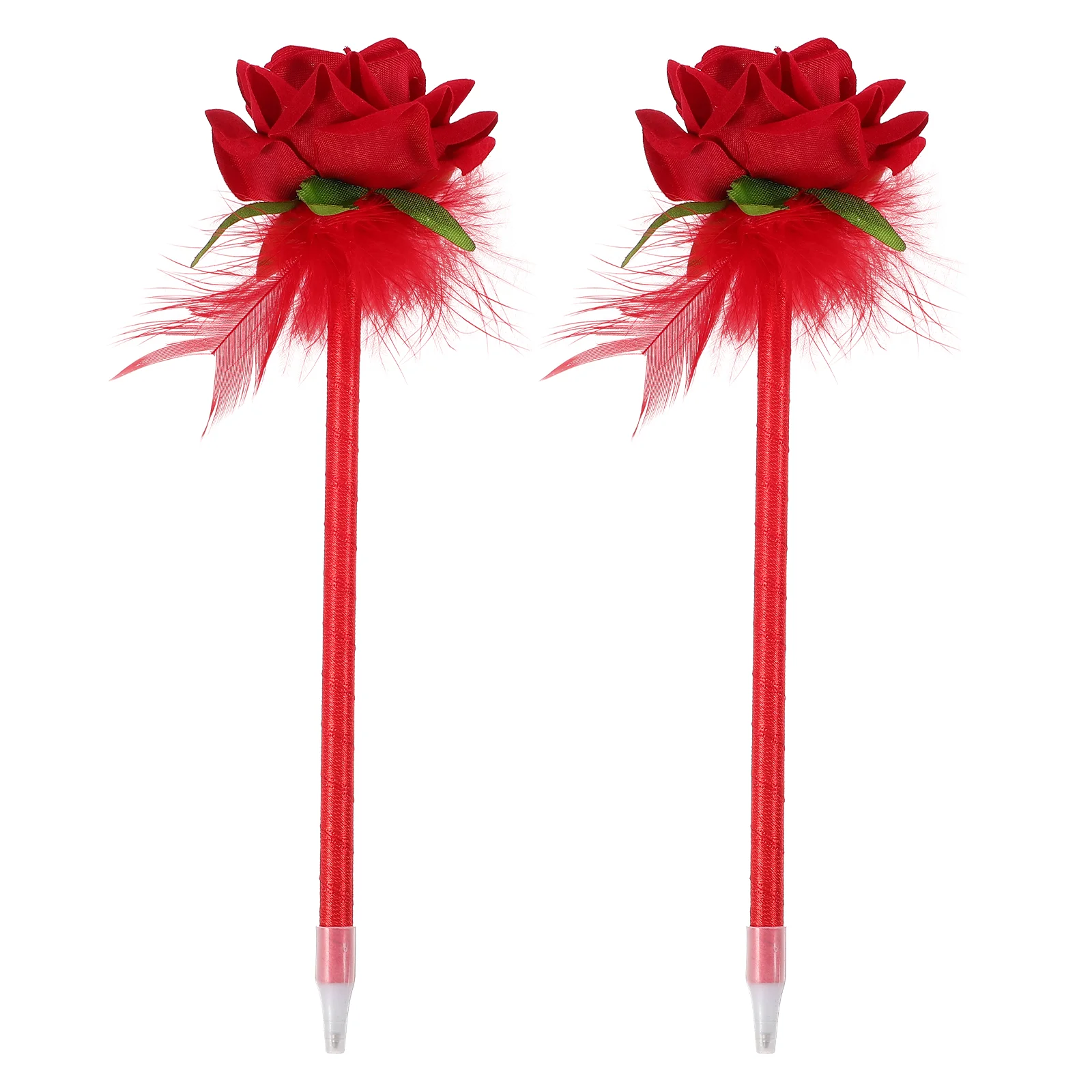 

2 Pcs Rose Ballpoint Pen Floral Signing Pens Flower Gift Writing Stationery Cloth Plastic
