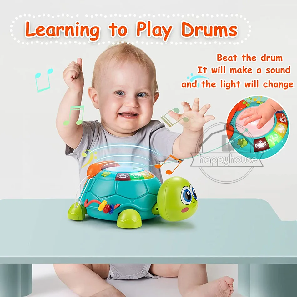 Juguetes para bebés 0 6 12 meses Juguete musical de tortuga Luces de sonido  Juguete educativo Montessori para niños 1 2 3tortuga con caja zhangmengya  unisex