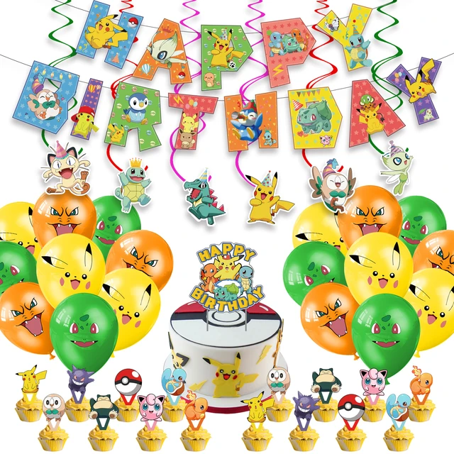 Pokemon Party Supplies in 2023  Pokemon party, Pokemon party decorations,  Pokemon party favors