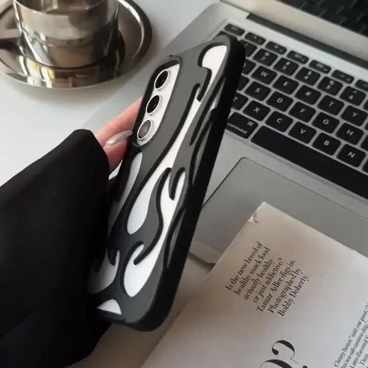 Electroplating 3D Flame Pattern Phone Case for Samsung Galaxy S25 S24 S23 S22 Ultra A55 A16 A06 A15 A54 Frosted Shockproof Cover