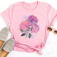 Beautiful Flower Print Women T-Shirts Casual Breathable Soft Short Sleeve Tops Loose Comfortable Street Female Clothes Pink T Sh - Image 5