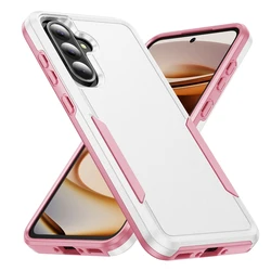 Shockproof Armor Hard Protector Phone Case - Durable PC+TPU Cover - Galaxy A17 (KTZ - White - Pink)