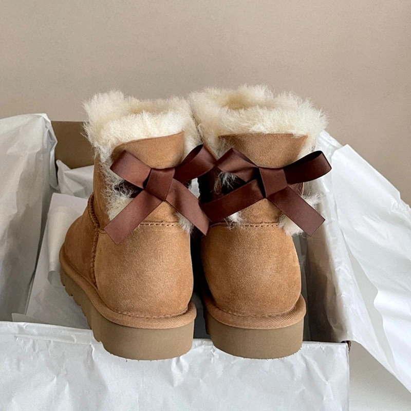 

Aobreugg 2023 новые зимние сапоги женские зимние Плюс флисовые утолщенные натуральные меховые шерстяные меховые интегрированные женские хлопковые ботинки лента Бо